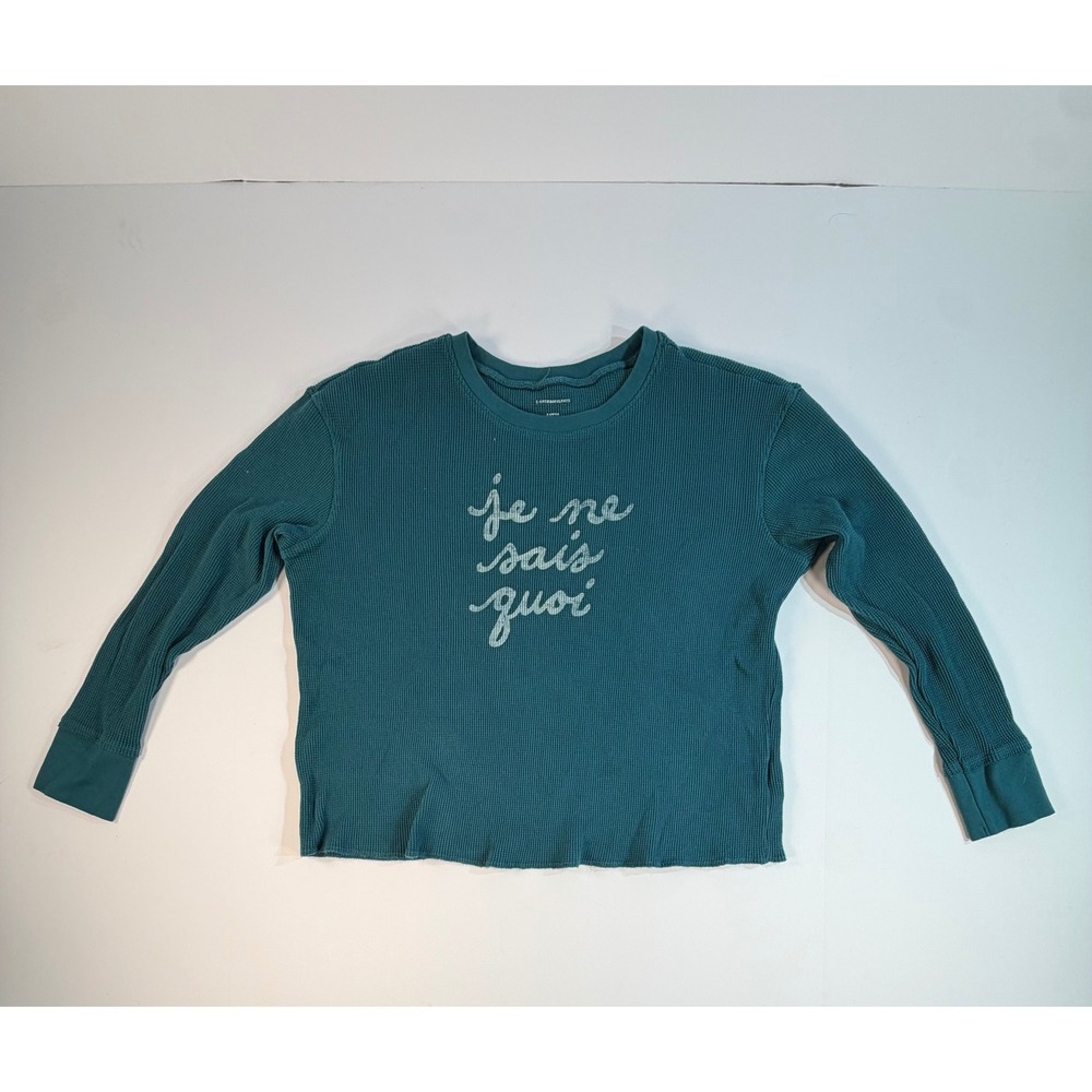 Anthropologie Je Ne Sais Quoi Teal Waffle Knit Thermal Top XS